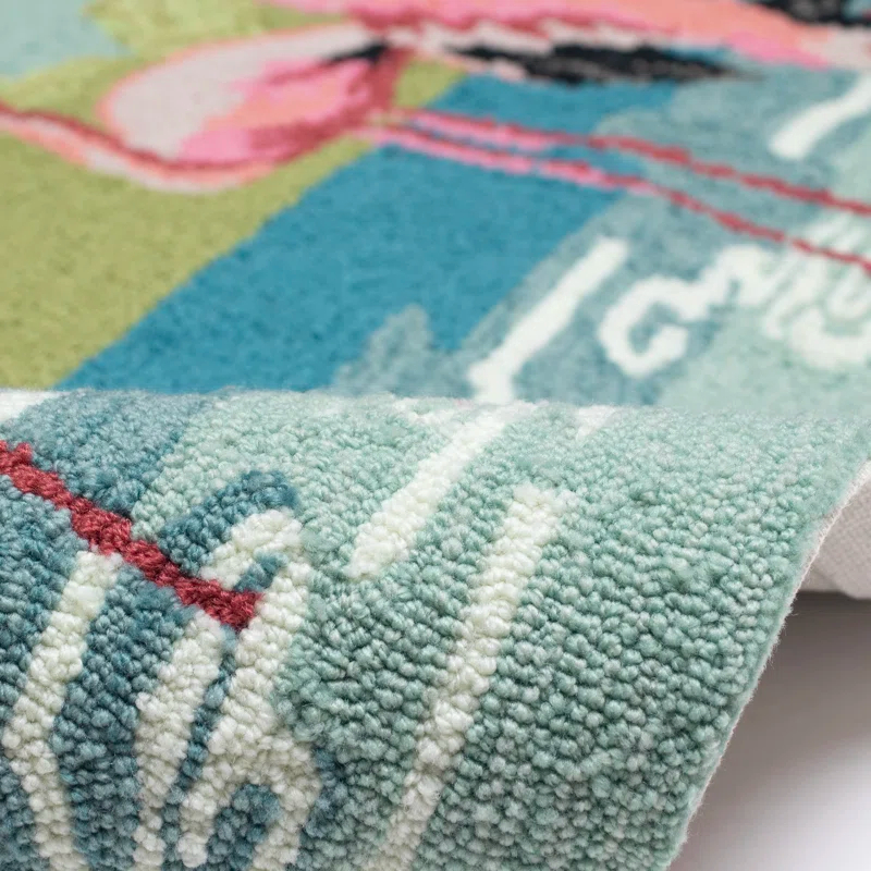 Liora Manne Frontporch Flamingos Indoor/Outdoor Mat Aqua