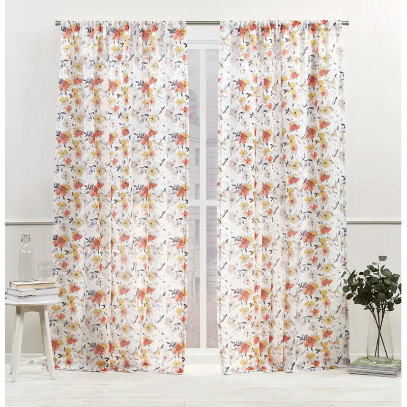 Nicole Miller Nicole Miller New York Hattie Light Filtering, Semi Sheer Rod Pocket Curtain Panels (Set of 2)