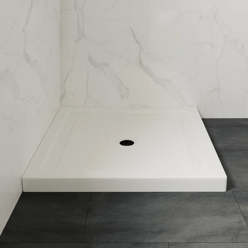 Ove Decors 15SBR-OLIV38-WHTWM OVE Decors 38" x 36" Rectangle Shower Base Pan, White Acrylic, Center Drain, Reversible Design