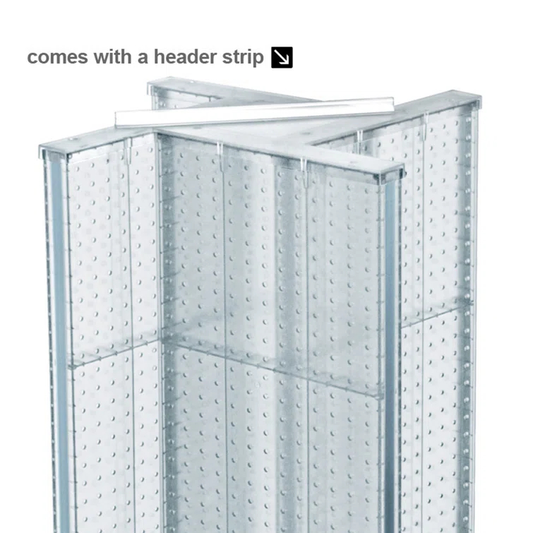 Azar Displays Pinwheel Pegboard Floor Display on Wheeled Base. Panel Size: 13.5"W x 60"H