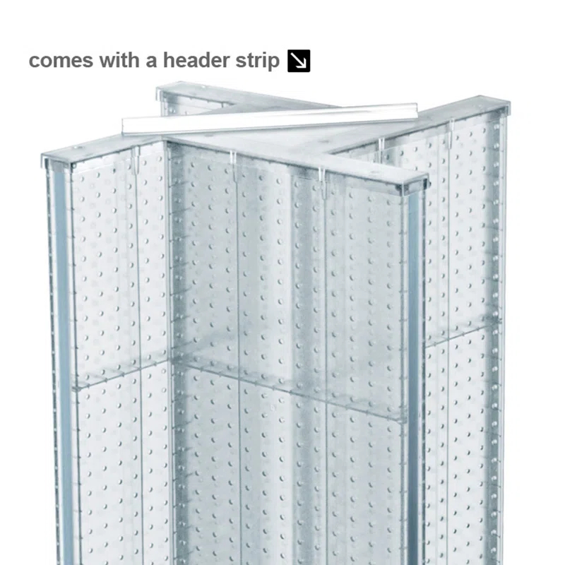 Pinwheel Pegboard Floor Display on Wheeled Base. Panel Size: 13.5"W x 60"H