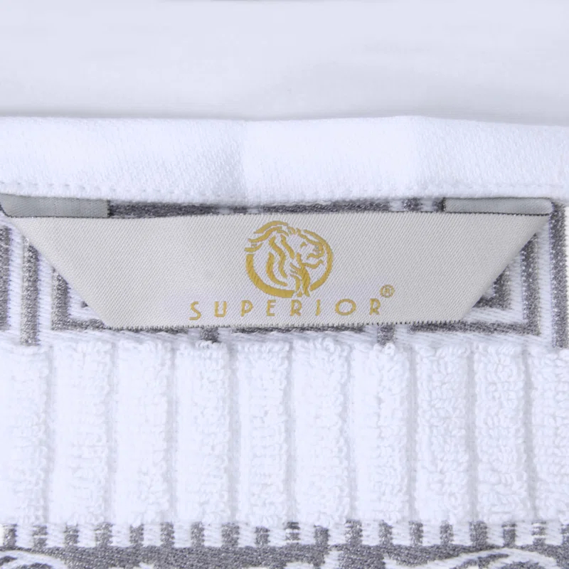 Superior Athens Cotton Medium Weight Floral Border Greek Key Trim 8 Piece Assorted Towel Set by Superior