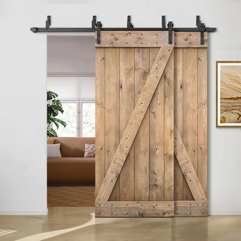 Calhome 84'' Solid Wood Paneled Painted with Installation Hardware Kit Barn Door