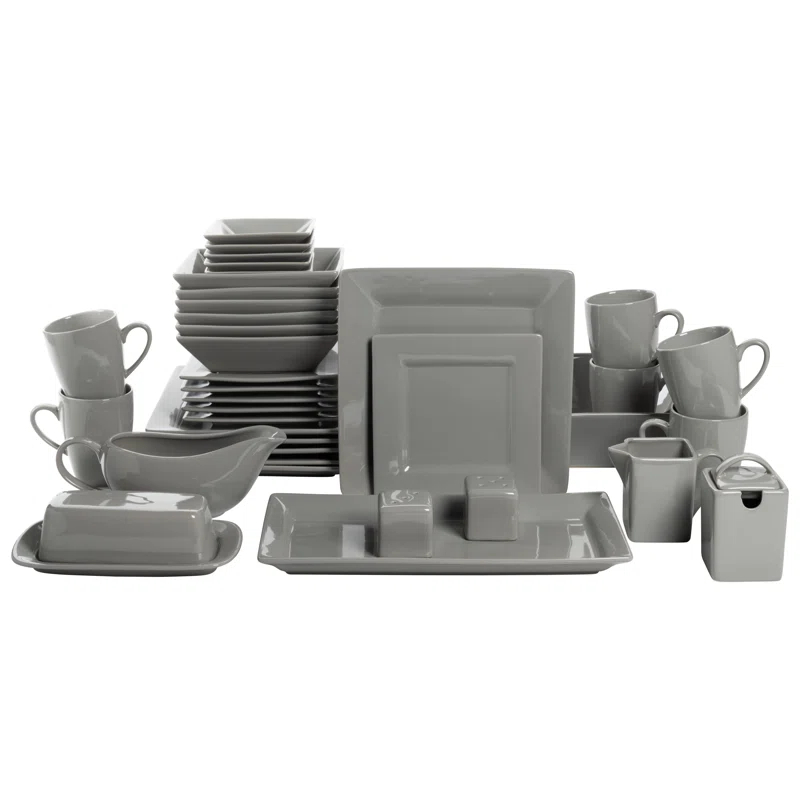 Ten Strawberry Street Nova Square Stoneware 38 Piece Dinnerware Set, Service for 6