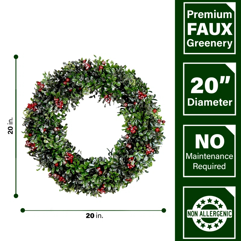 Christmas Wreath Handcrafted Faux 20'' Wreath