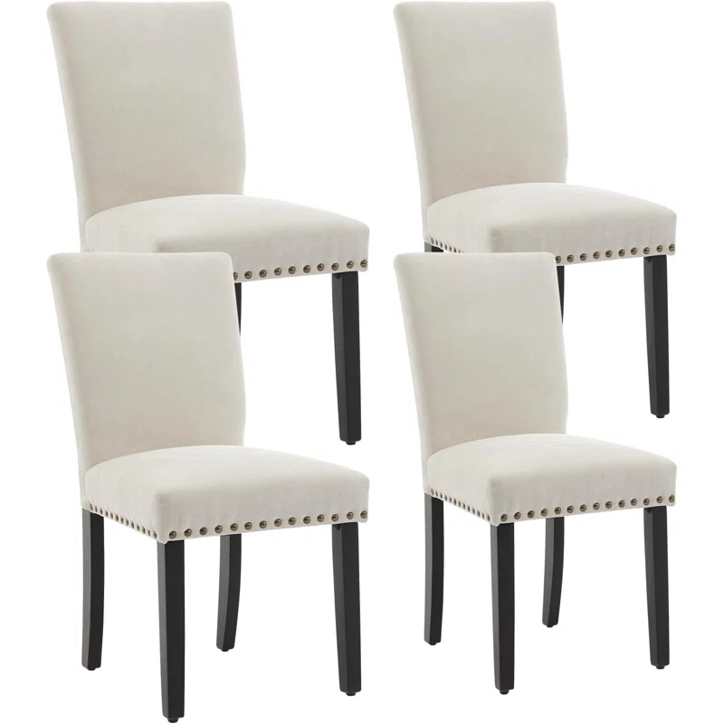 Winston Porter Upholstered Dining Chairs, Fabric Room Chair With Nailhead Trim And Sturdy Wood Legs (Set of 4)