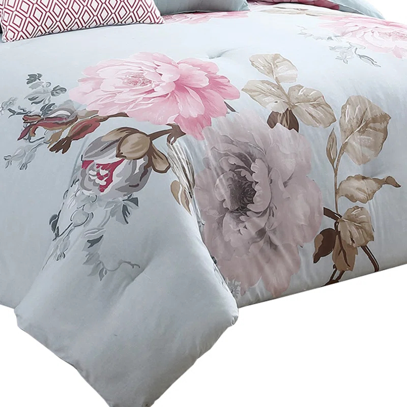Benjara Cotton Blend 7 Piece Comforter Set