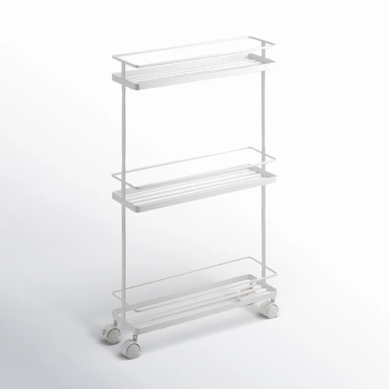 Yamazaki White Steel Rolling Kitchen Storage Cart
