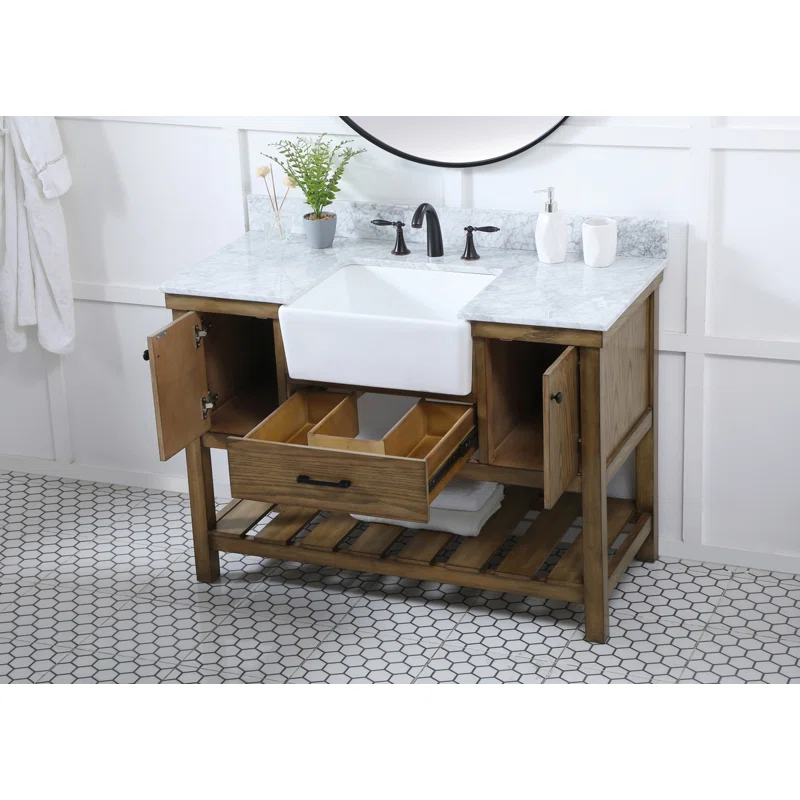 Elegant Kitchen and Bath Elegant Kitchen and Bath 42 Inch Single Bathroom Vanity in Driftwood with Backsplash