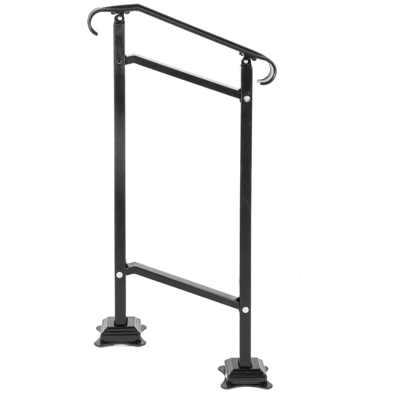 VEVOR 42.5" H x 19.7 " W x 6.3" D Adjustable Iron Handrail Black Fits 1 To 2 Steps Handrail Concrete Decor