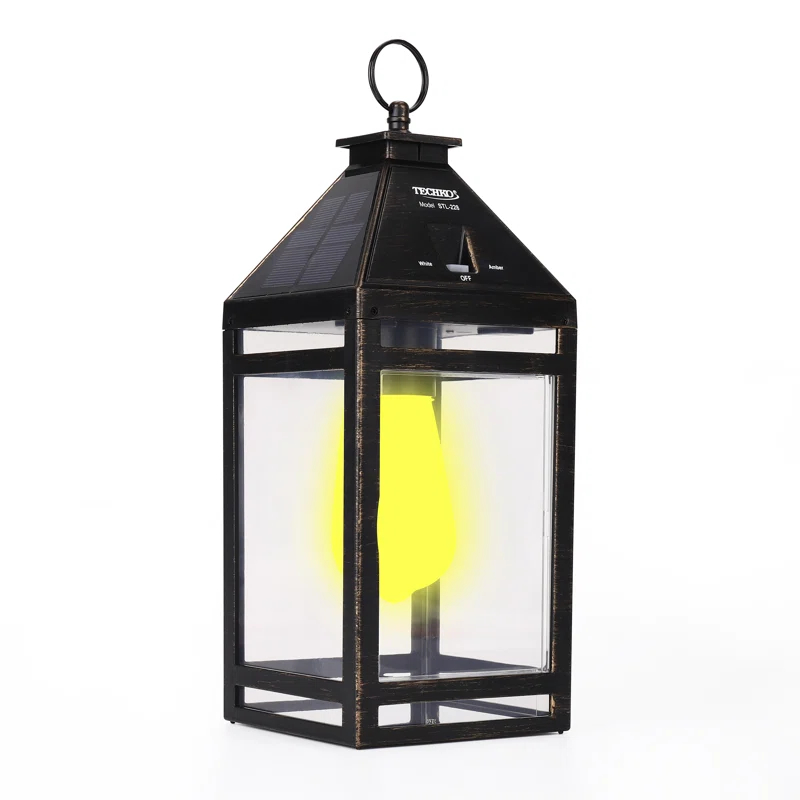 Techko 12.88 Outdoor Vintage Solar LED Lantern with Auto Dawn-to-Dusk Sensor