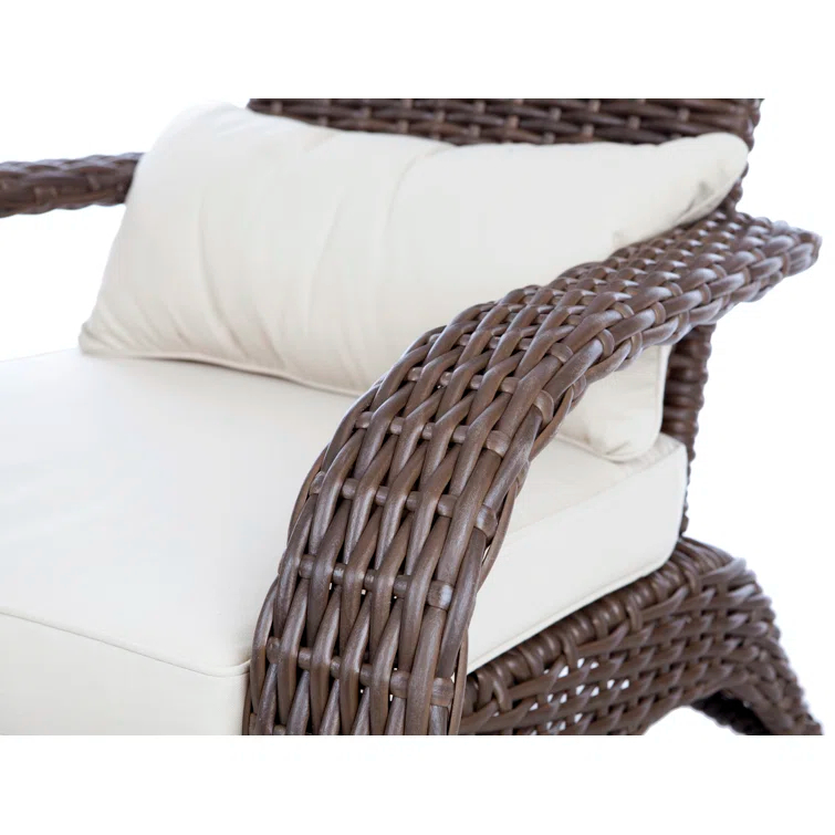 PatioSense Patio Sense Coconino Wicker Lounge Chair, Adirondack Style Includes 3" Thick Beige Cushion & Lumbar Pillow