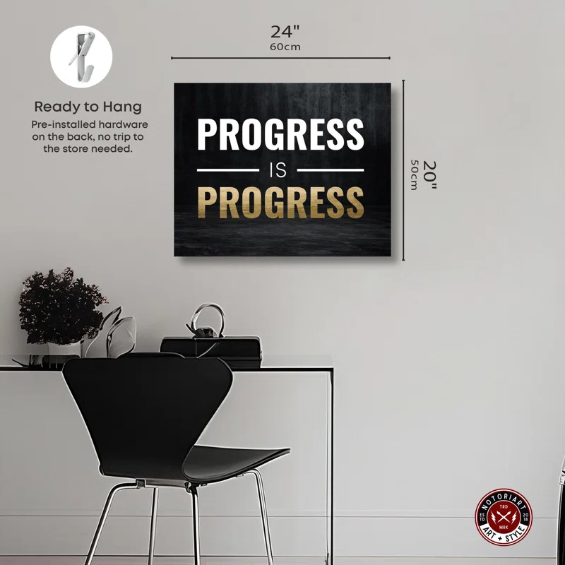 Notori Art Progress Is Progress Canvas Motivational Quotes Print By Notoriart