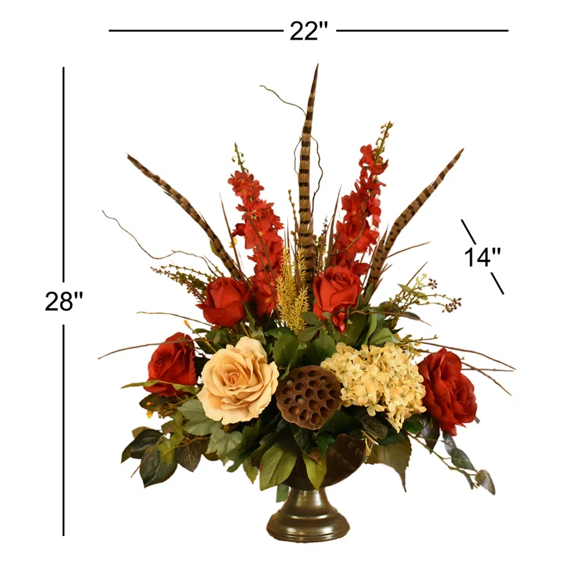 Faux Silk Mixed Assortment Arrangement in Pedestal Bowl