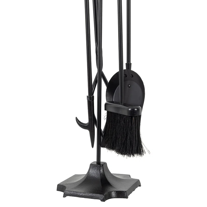 Modern Ember Cascade 5 Piece Fireplace Tool Set in Black