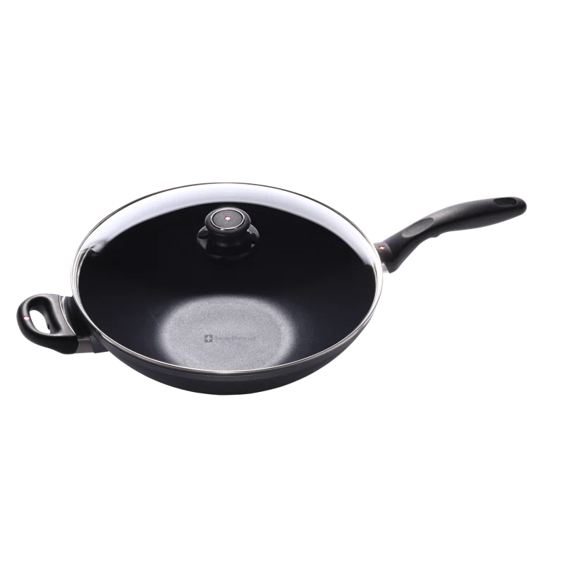 Swiss Diamond 11" Non Stick Aluminum Induction Wok with Lid