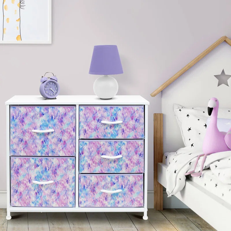 Sorbus 5 Drawers Dresser with Steel Frame and Wood Top