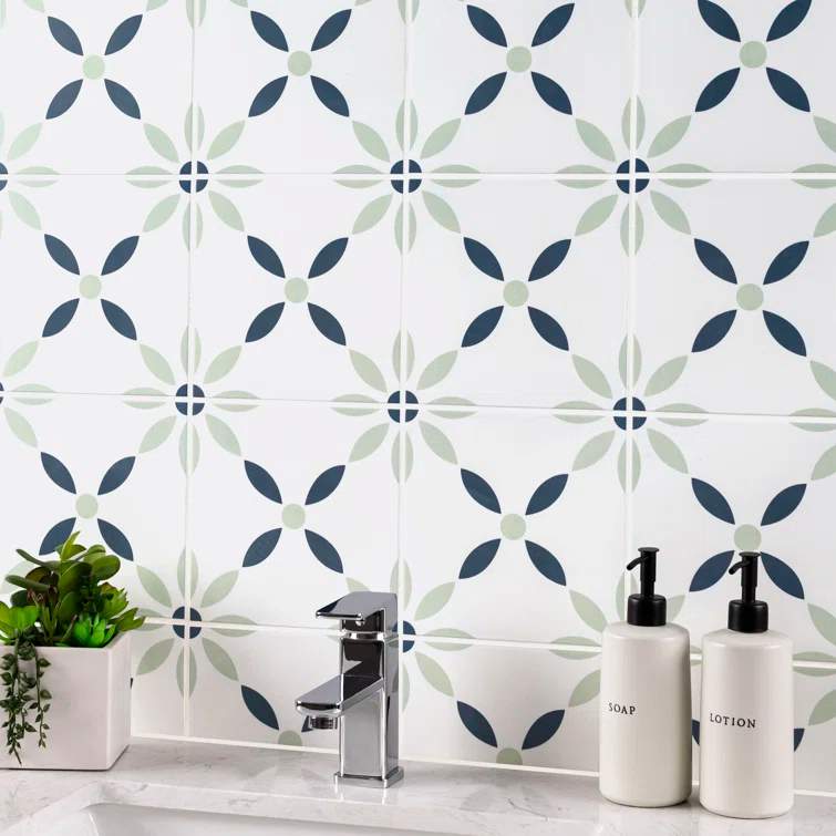 Ackland Amara 8 in. x 8 in. Encaustic Look Matte Porcelain Floor and Wall Tile