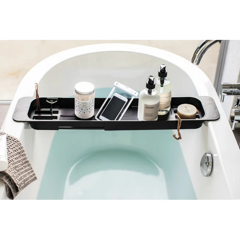 Yamazaki Home Tower Yamazaki Home Expandable Bathtub Caddy - Bathroom Tray Table Holder, 1.77" Height