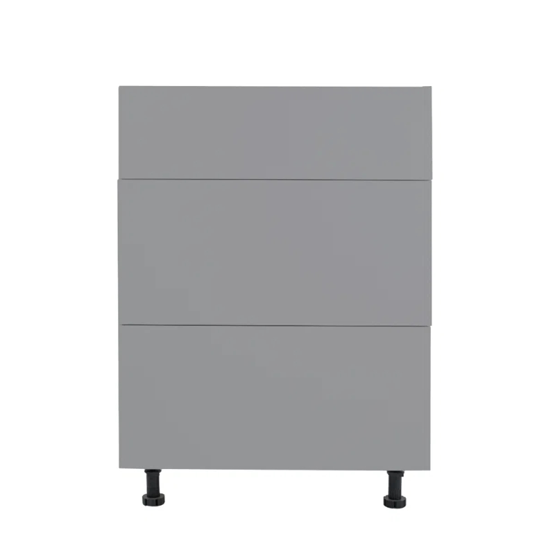 Cambridge Ready to assemble Matte Gray Base Kitchen Cabinet, 3 Drawer