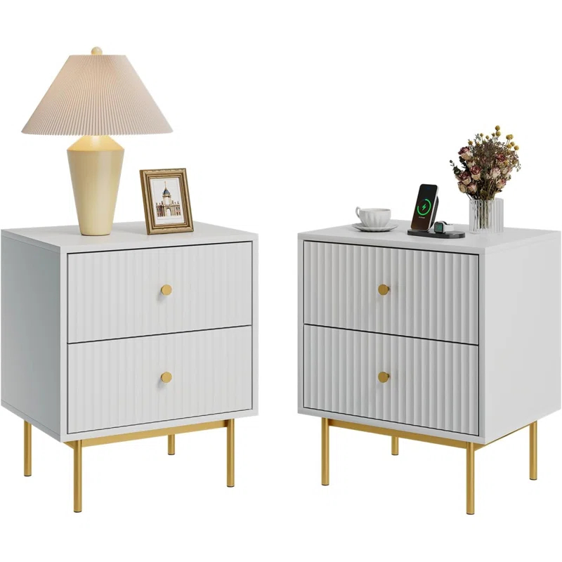 Nightstand With 2 Drawers (Set of 2)