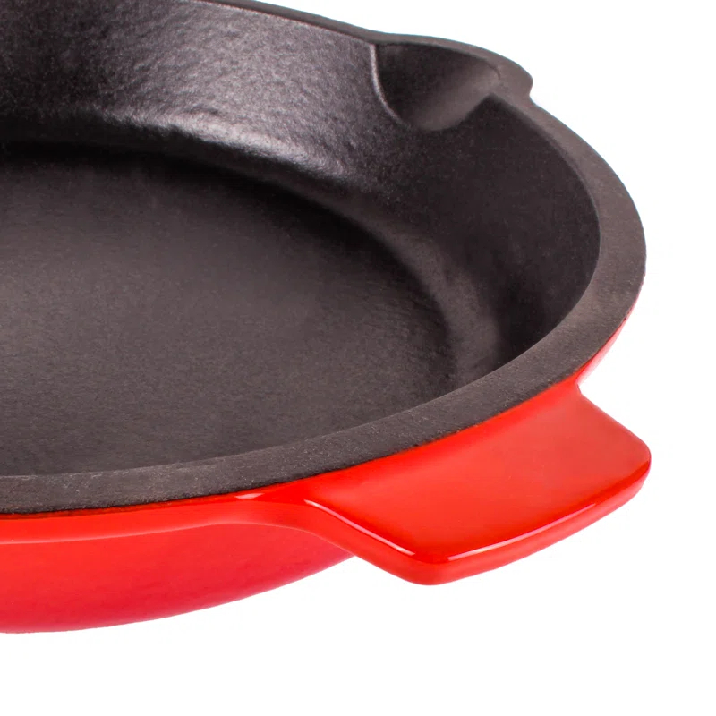 BergHOFF BergHOFF Neo 2Pc Red Enamel Cast Iron Cookware Set with 10" Fry Pan and Steak Press