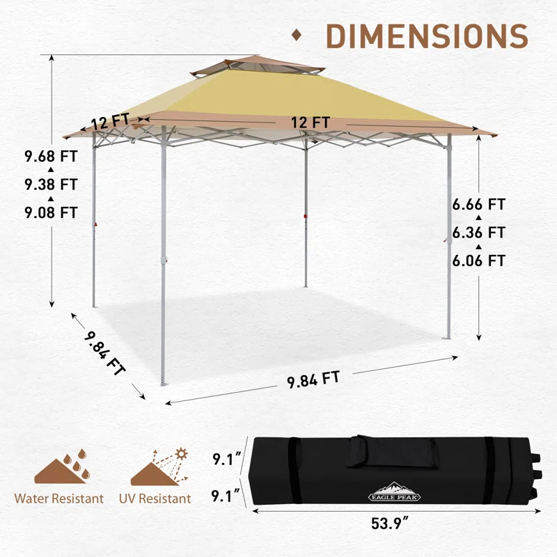 EAGLE PEAK 12 Ft. W x 12 Ft. D Steel Pop-Up Canopy