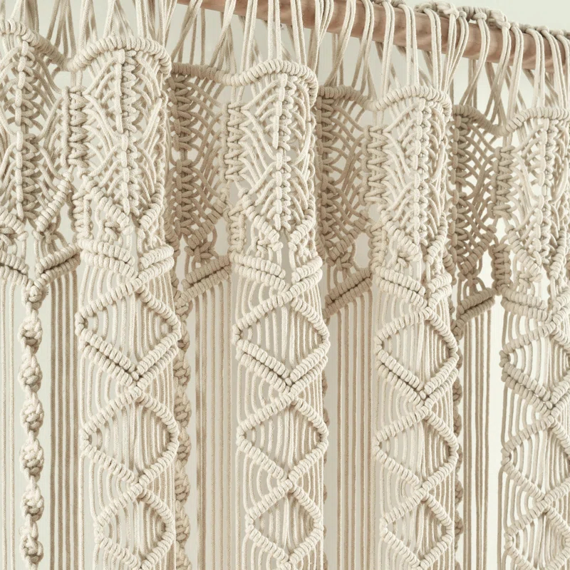 Lush Decor Boho Macrame Textured Cotton Cotton Sheer Curtain Single Panel