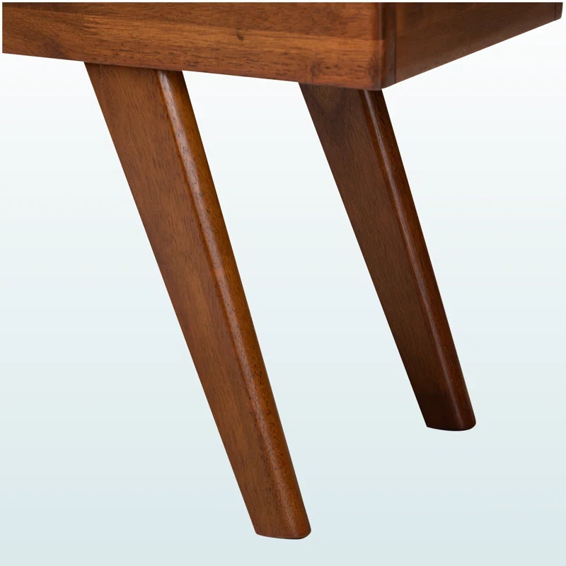 Corrigan Studio® Ismail Mid-Century Modern Upholstered Wood Dining Bench in Light Grey Fabric