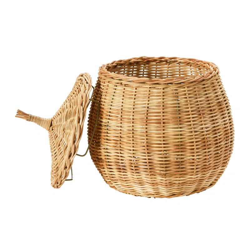 Bayou Breeze Hand-Woven Wicker Basket Storage with Lids (Set of 2)