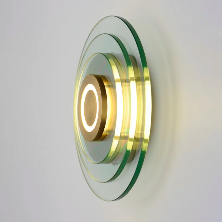 Clear Glass and Brass Modern Dimmable LED Wall Sconce