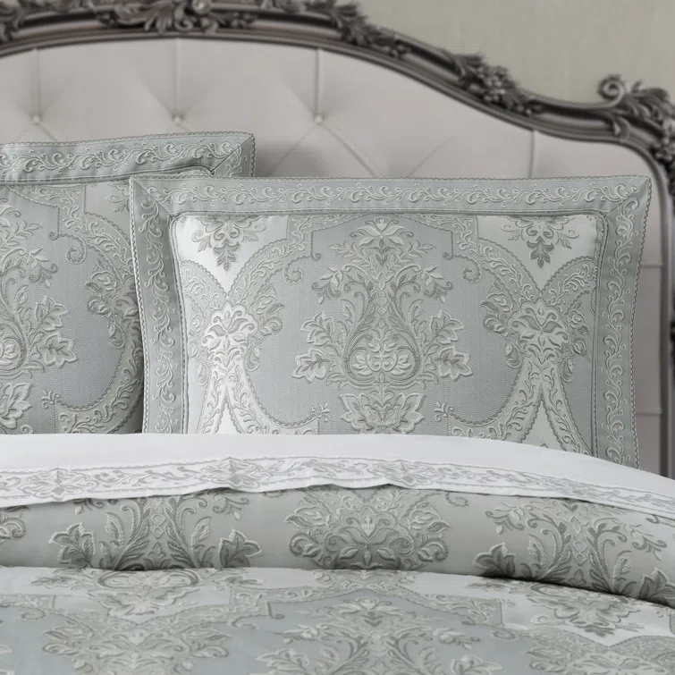 California King Spa Blue Damask Comforter Set with Shams