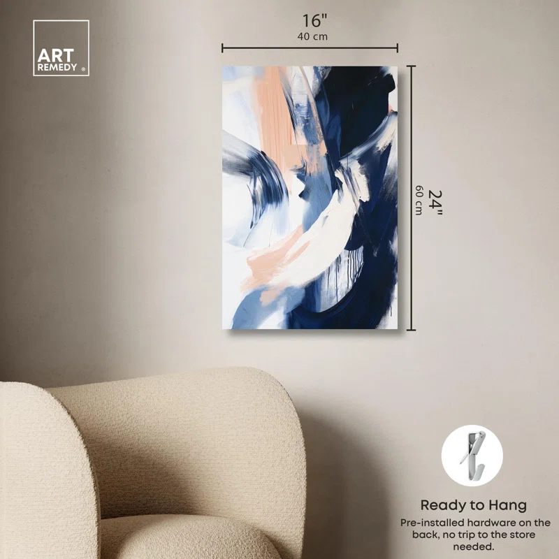 Art Remedy Windswept Blue I Canvas Blue Abstract Art by Art Remedy