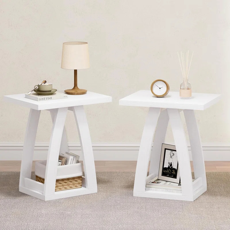 End Table Set Of 2, Side Table, Nightstand, Sofa Side Table With Shelf, Modern End Table For Living Room, Bedroom