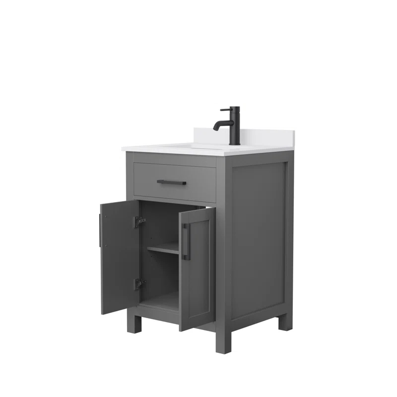 Wyndham Collection Beckett 24" Freestanding Single Bathroom Vanity with Cultured Marble Top