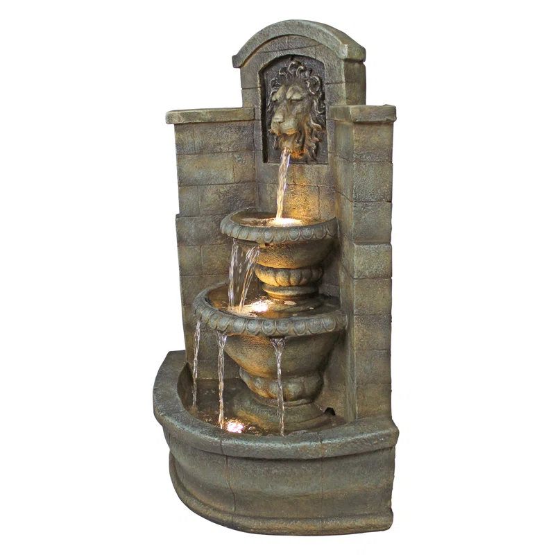 Astoria Grand Saint Remy Lion Corner Fountain with LED Lights