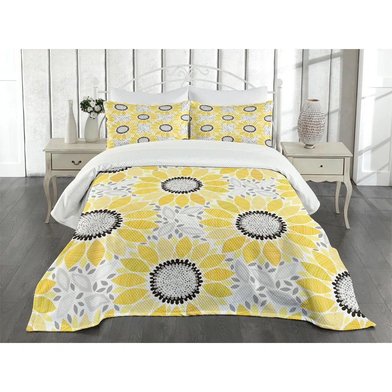 Ambesonne Ambesonne Yellow Bedspread Sun Flower Nature