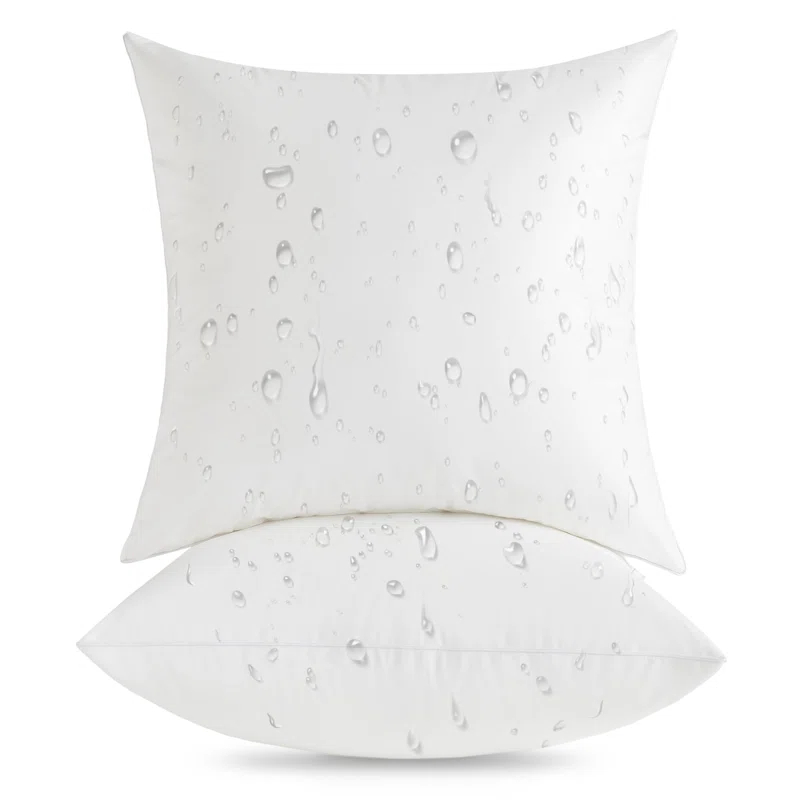 Latitude Run® 22X22 Outdoor Pillow Inserts (Pack Of 2) - Square Waterproof Throw Pillow - Decorative Throw Pillows Insert For Couch Sofa Bed Patio Furniture - White Pillows