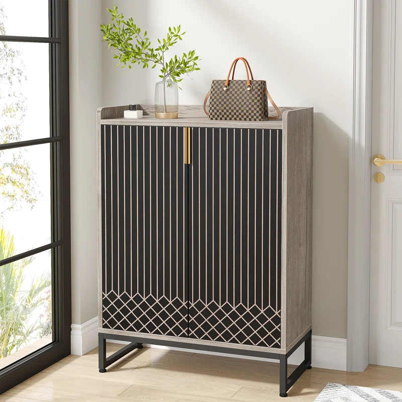 Everly Quinn 5-Tier Shoe Cabinet with Doors, 20-25 Pairs