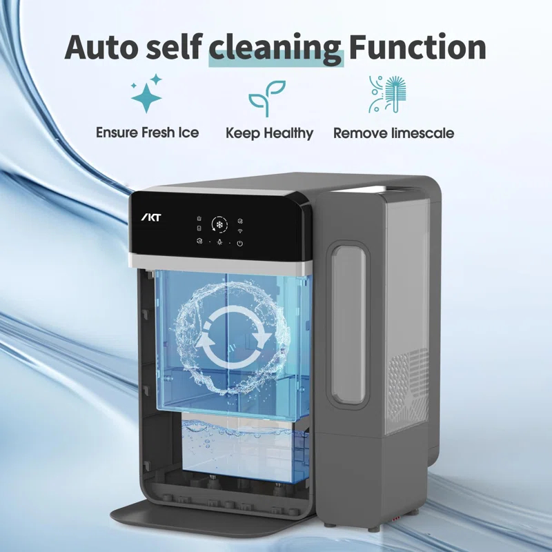 IKT Ikt Countertop Nugget Ice Maker With Side Water Tank Self-cleaning Led Light Ice Scoop 44 Lbs Daily Capacity Green