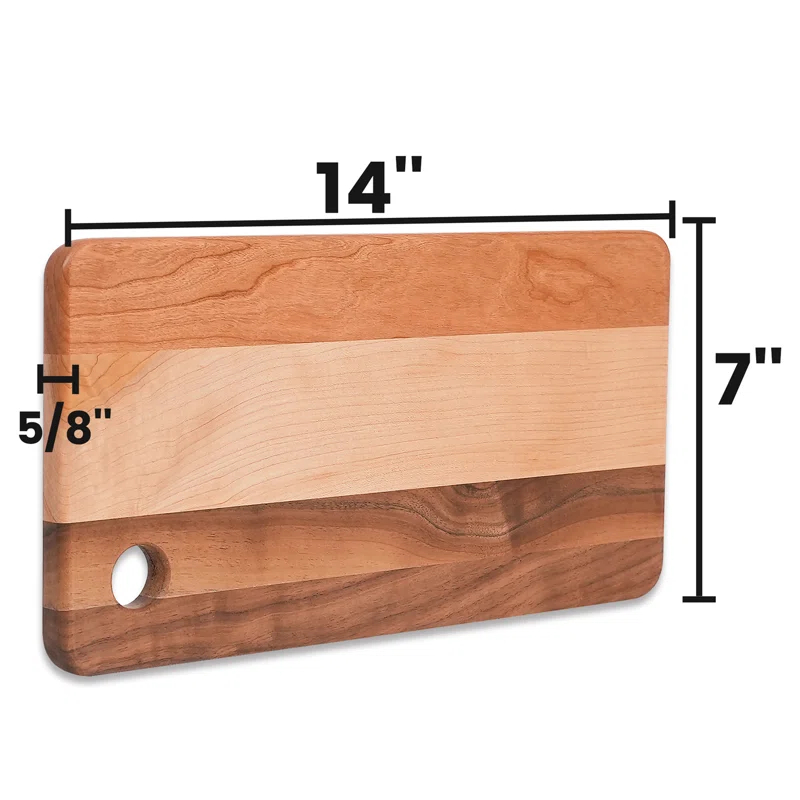 CONSDAN CONSDAN Mixed Hardwood Cutting Board, Food-Safe Kitchen Chopping Board for Meat, Vegetables, Fruits