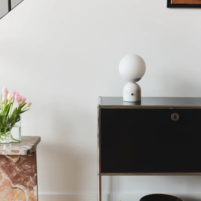 Brightech Mila 9.85 in. Mid-Century Modern Integrated LED Bedside Table Lamp