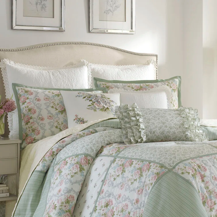 Laura Ashley Laura Ashley Harper Green Cotton Comforter Set