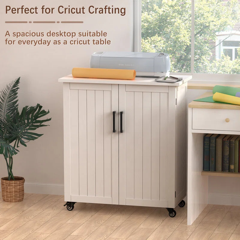 31.6'' x 15.8'' Crafting Storage Cabinet with Wheels