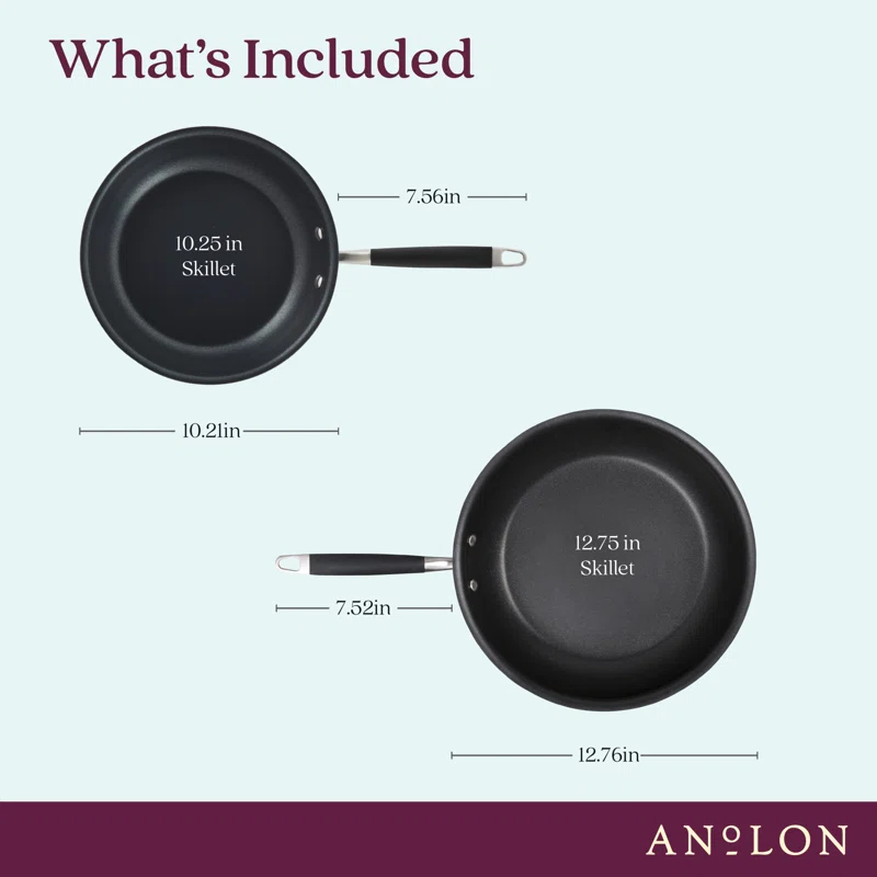 Anolon Advanced Home Hard Anodized Nonstick Frying Pan Set, 10.25 Inch And 12.75 Inch, 2-Piece