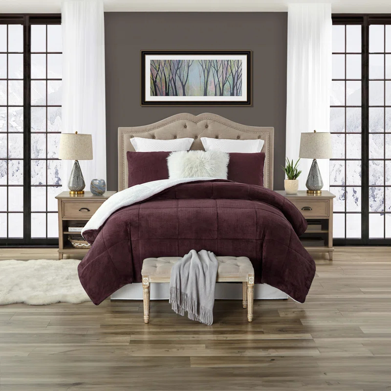 Ultra Plush Reversible Faux Fur and Sherpa 3-Piece Comforter Set