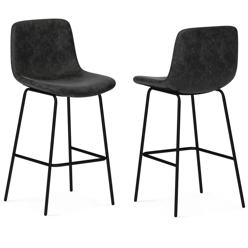 Simpli Home Jolie Upholstered Vegan Faux Leather Contemporary Counter Stool with Padded Bucket Seat and Footrest | Wayfair