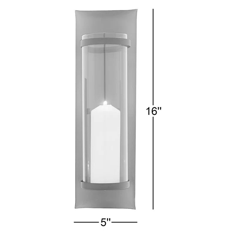 Gracie Oaks Kailun Metal and Glass Wall Sconce Candle Holder Set (Set of 2)
