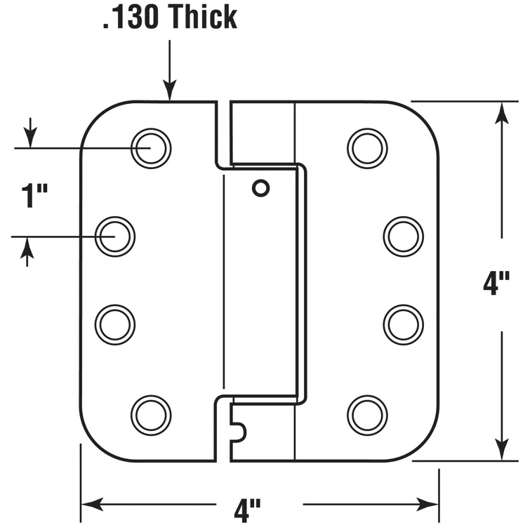 Prime-Line Door Hinge Commercial UL Adjustable Self-Closing Spring Hinge, 4 in. x 4 in. with 5/8 in. Radius Corners, 4 Holes per Leaf with Screws, .130 in. Gauge (Set of 3)