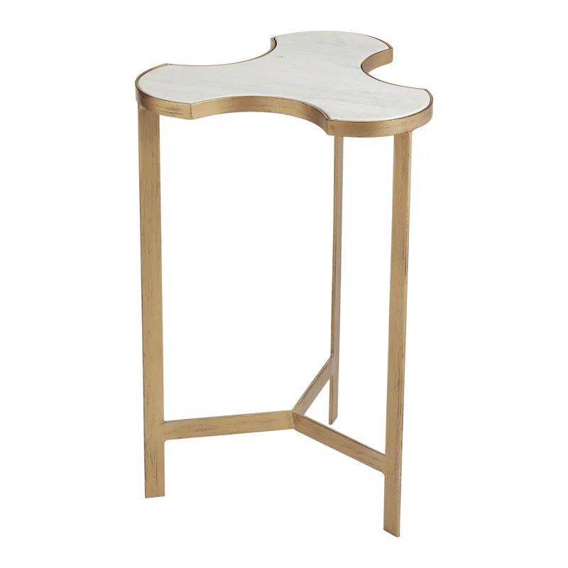 Studio A Home Link Bunching Table-Gold w/White Marble Top